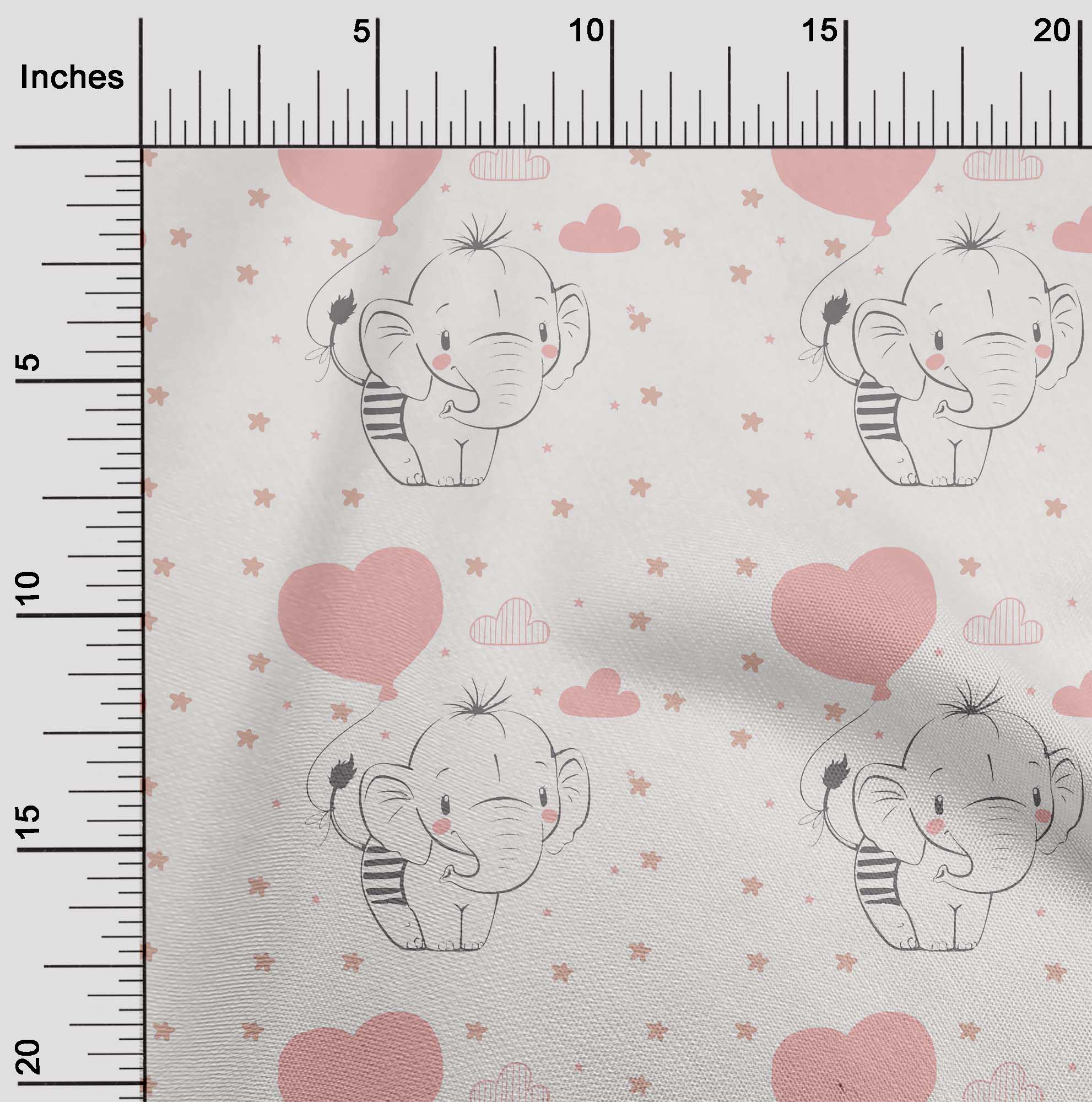 

oneOone Cotton Flex Coin Gray Fabric Star|Balloon & Baby Elephant Kids Fabric For Sewing Printed Craft Fabric By The Yard 40 Inch 42 Inch Wide - Viscose Chiffon персиковий