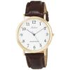 [Citizen Q&Q] Q996-104 Męski Zegarek Analogowy, Wodoodporny, Biała Tarcza, Brązowy Skórzany Pasek
