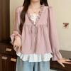 Autumn Clothing New Fashionable and Versatile Slimming Fake Two-piece Long-sleeved Versatile Outer Shirt Top for Women