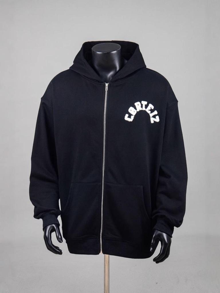 Corteiz Vibe Men's British Hip-Hop Embroidered Zip-Up Hoodie & Jacket Trendy Sports Set