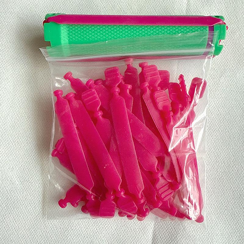 30Pcs Rose Red Perm Silicone Band Heat Resistant Traceless Digital Cold Rods Fixing Tools Hair Rod Clip Accessory Elastic