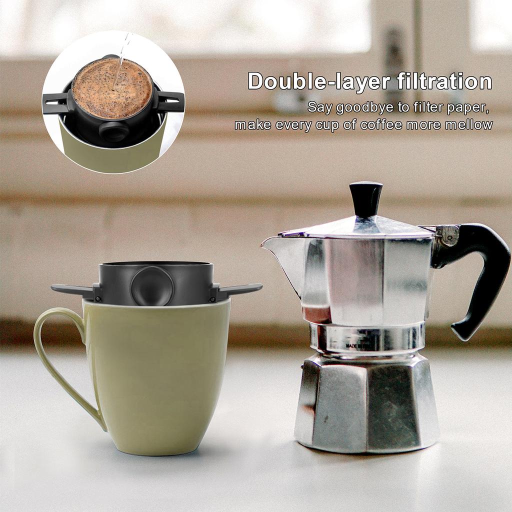 Double-layer Coffee Filter Drip Coffee Tea Dripper Filter Holder Coffee Filters Coffee Maker for Home Office Coffee Accessories