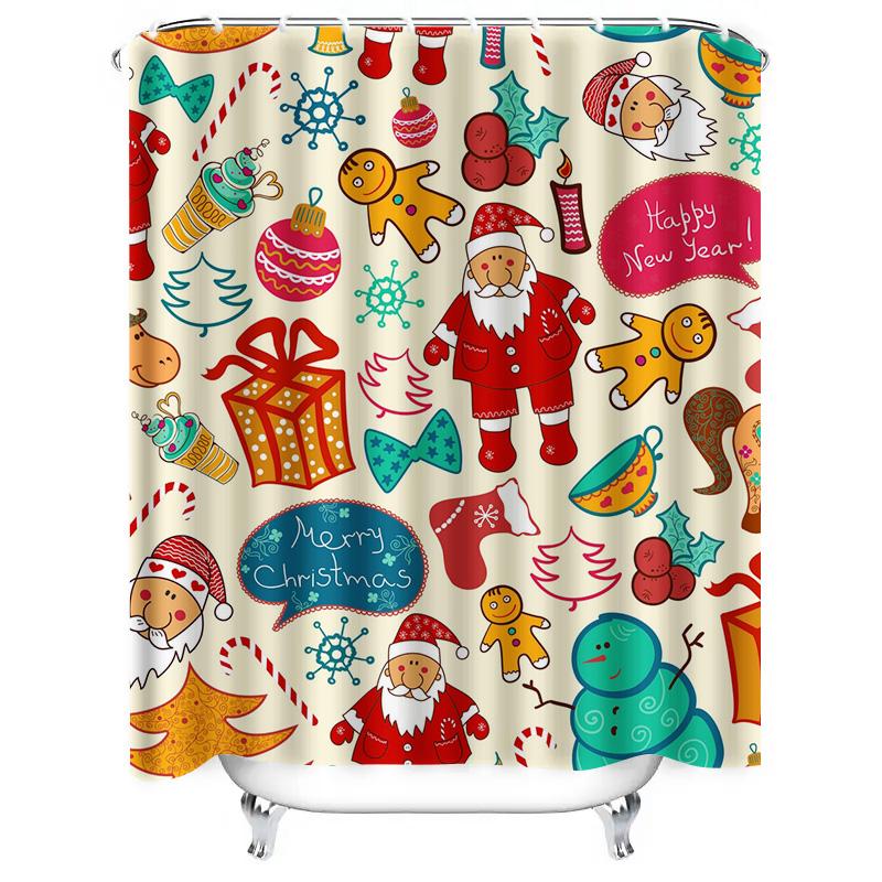 Tu Christmas Shower Curtain Festive Holiday Waterproof Decor Farmhouse Bathroom Set Vintage Style Holiday Decor Merry Christmas