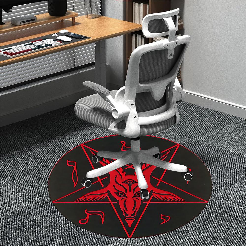 1pc Baphomet Symbol Office Round Area Rug, Under Office Chairs Bedroom Living Room Home Decor, Room Deco, Available In Various Sizes