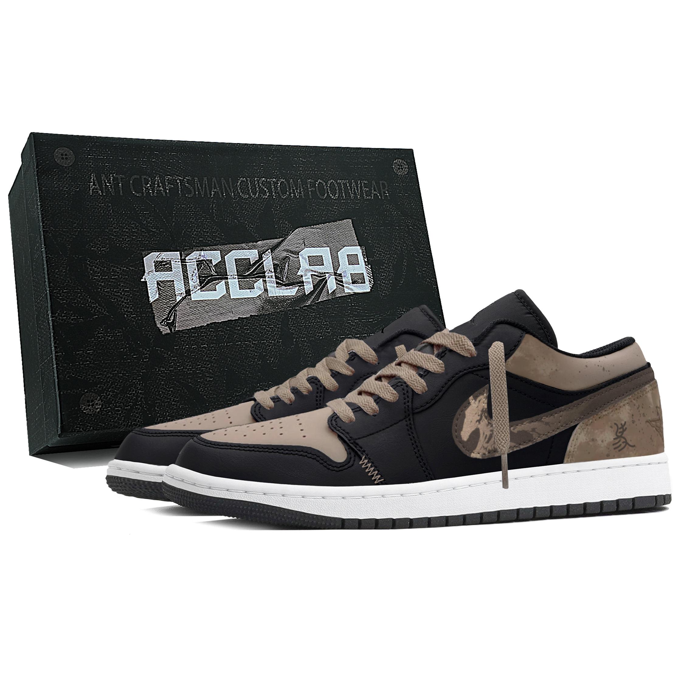 

Jordan Air Jordan 1 Abrasion Resistant Low top Vintage Basketball Shoes Men s Black Brown 553558-040(Team1439--) 45