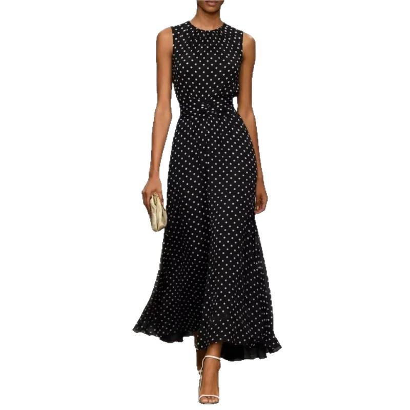 2026 women's clothing summer new, Amazon cross-border Europe and the United States, fashionable and elegant waist lace-up polka dot dress