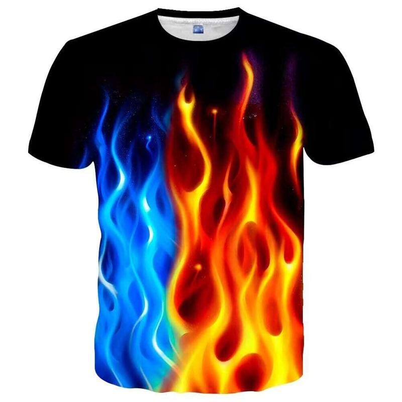 Bunte Lightning 3D Grafik T-Shirts Y2k Herren Freizeit Harajuku Street Kurzarm Tops Damen Mode Ice T-Shirt Kind Übergroße T-Shirts