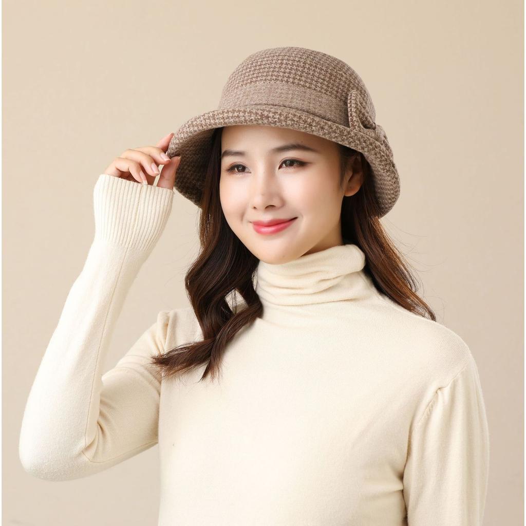 Autumn and Winter Hat Women's Thickened Woolen Bucket Hat Spring and Autumn Basin Hat Cloth Hat