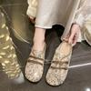 2025 Women's Summer New Retro Bean Shoes with Mesh Soft Bottom Casual One Step Flat Shoes
