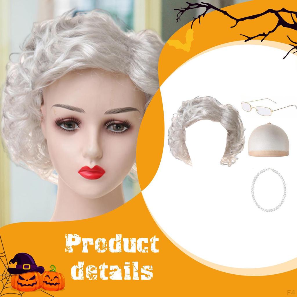 Grandma Halloween with Glasses, Fun And Comfortable Decoration, Old Grandmother Costume, for Shows,