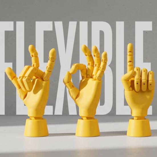 Articulated Flexible Hand with Model And Base Moveable Joint 3D Printed Poseable