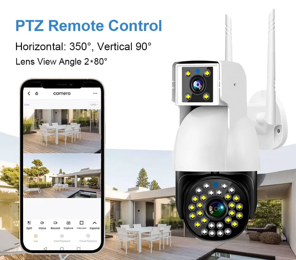 New 4G WiFi IP Camera PTZ Outdoor Waterproof Camera Dual Lens Auto Tracking Smart Home Security Protection CCTV Network Webcam V380