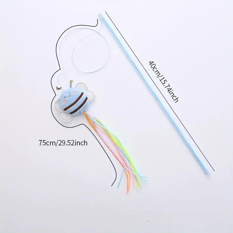 

New Plush Bee Shaped Cat Teaser with Exquisite Tassel Color Matching and Fresh Plastic Pole синий