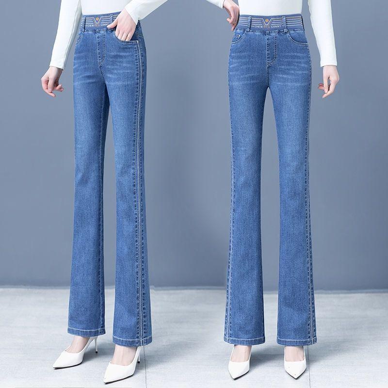 Damenhosen Elastische High-Waist Jeans Slim Schlagjeans Übergröße Jeans