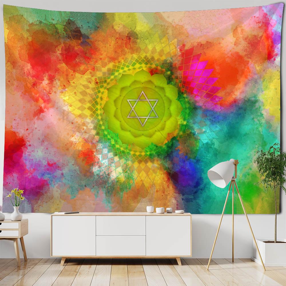 Meditation Chakra Tapestry Wall Hanging Home Decoration Yoga Mat Bed Sheet Mandala Beach Towel Aesthetic Art Decoration