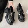High-heeled platform loafers 2025 spring and autumn new small height-increasing single shoes British style one-pedal small leather shoes women