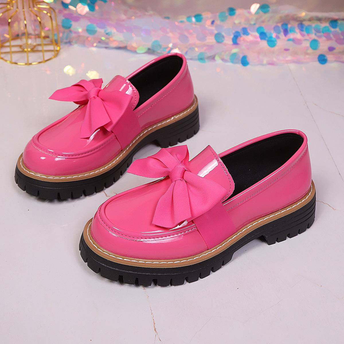 Женские туфли на платформе Маффин с бантом низкие на одной подошве из натуральной кожи новинка сезона Весна 2026 размер 43 43 розовый 2090₽