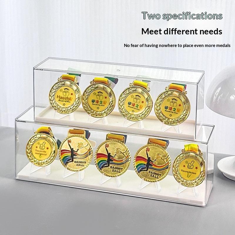 1 Set Porta Medaglie d'Oro Rettangolare in Plastica Scatola Porta Medaglie Maratona da Tavolo Impilabile Organizer per Monete Souvenir