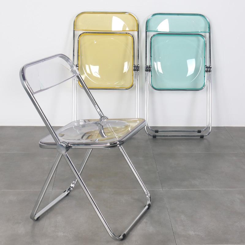 Transparent Folding Chairs Acrylic Stackable Clear Dining Chairs Living Room Seat for Living Room Office Waiting Room