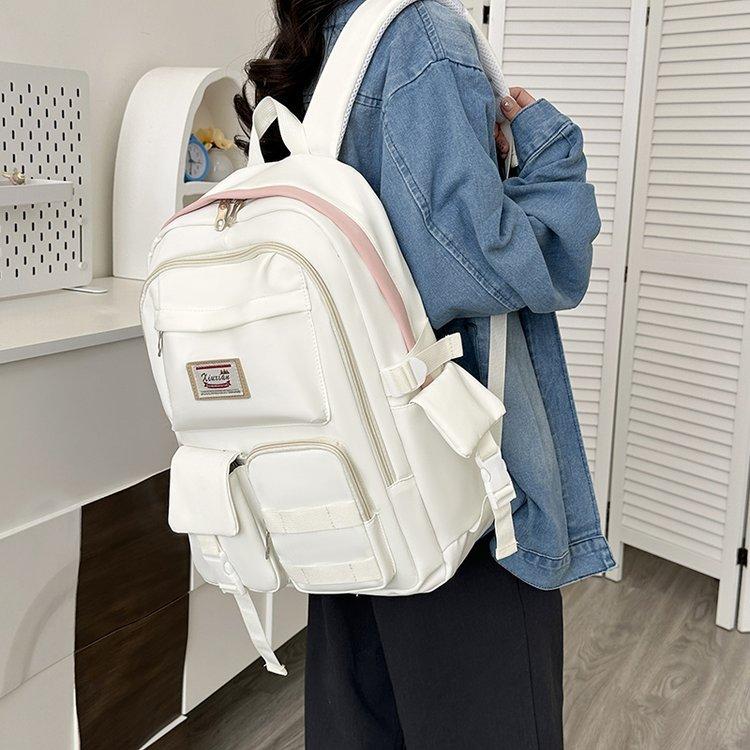 Schoolbag new ins trendy simple and lightweight burden reduction ridge protection versatile large-capacity schoolbag junior high school student