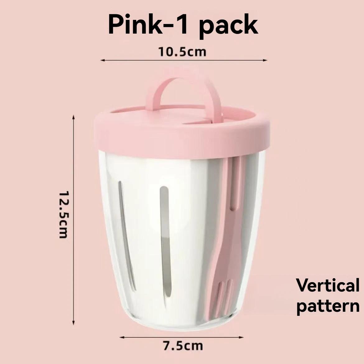 

Cylindrical Plastic Fruit Cup Salad Cup With Fork Multifunctional Drainage Function Salad Container Portable Lunch Box 1pc