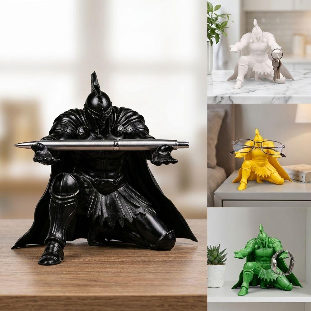 Plastic Kneeling Knight Pen Rack 3D Printed Roman Gladiator Pen Stand Birthday Gift