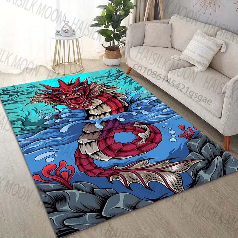 Japan Pokémon Gyarados Print Carpet for Living Room Bedroom Kid's Room Home Decor Area Rug Sofa Cloakroom Play Mat for Gifts