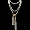Vintage French Pearl Tassel High-end Temperament Elegant Bee Buckle Necklace Sweater Chain Waist