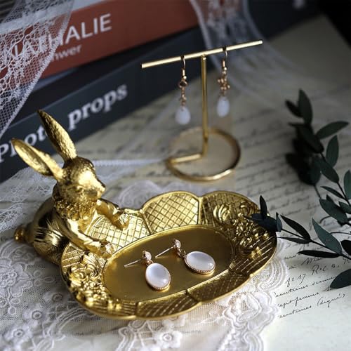 Moin Moin Figure Ornament Rabbit Gold Trinket Box Holds Accessories Tray Antique Retro Key Jewelry Entrance Rabbit Alice In Wonderland/Standing Pose 2