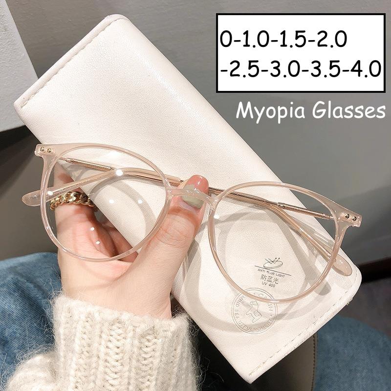 

Роскошные очки для близорукости с блокировкой синего света, мужские и женские модные модные очки для близорукости, унисекс, в круглой оправе, сверхлегкие очки 0