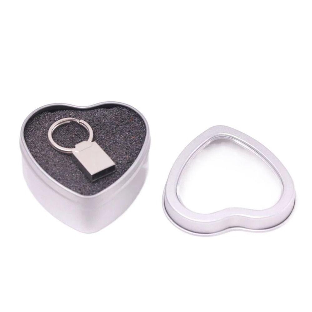 Silver/Red/Pink Heart Shape Tins Tinplate Jewelry Box Creative Heart Metal Box  Home