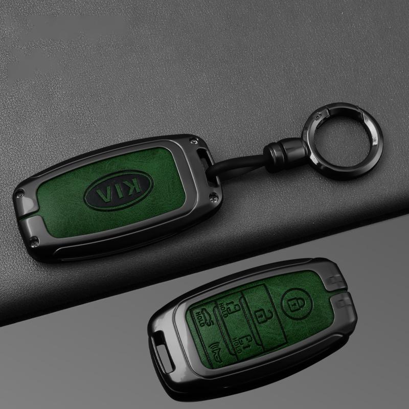 2026 Hot Car Sticker Zinc Alloy Leather Car Remote Key Case Cover Holder Shell For KIA Sedona Grand Carnival Sorento Protector K