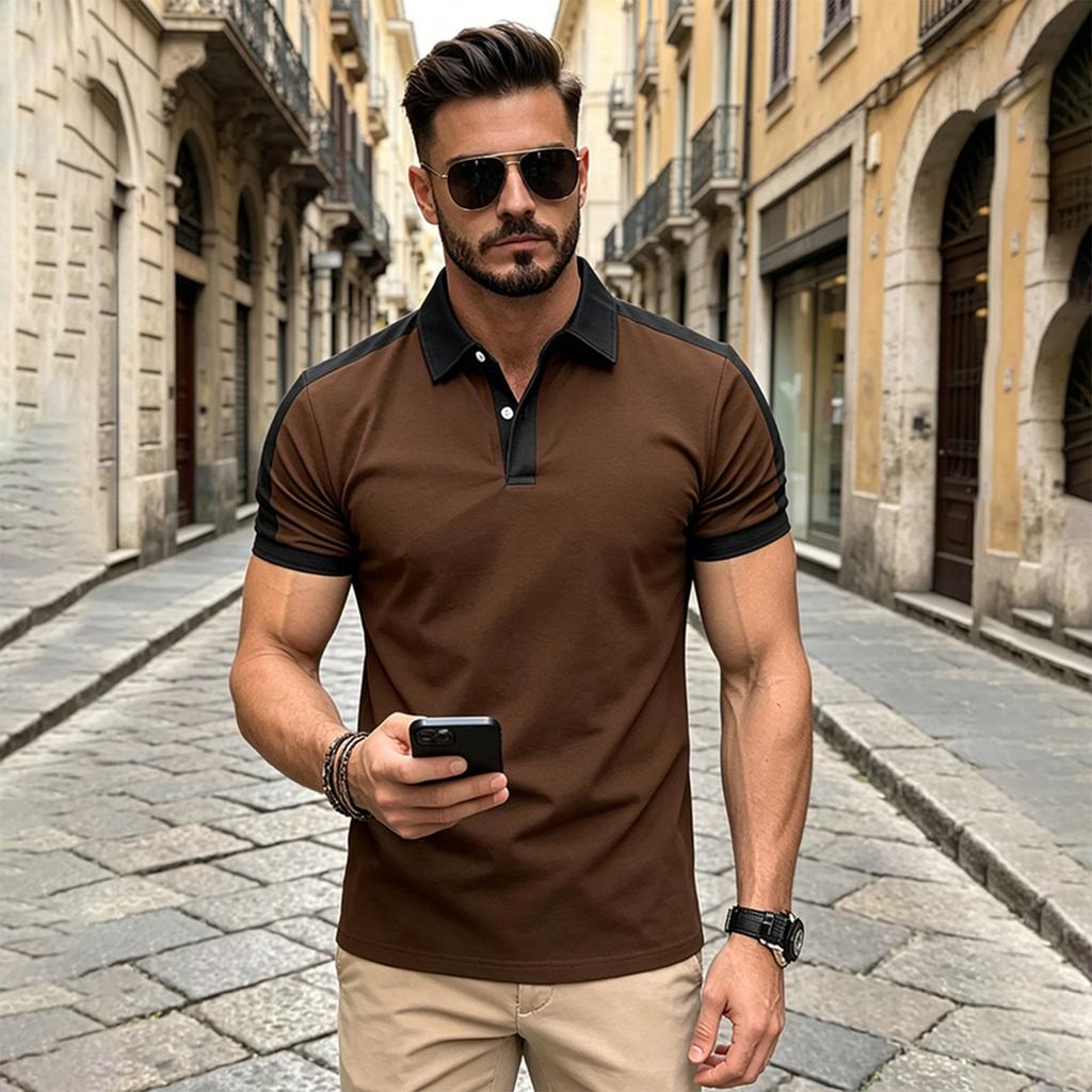 Men's Benbu Multi-color Slim-fit Plaid Short-sleeved Button-down Shirt