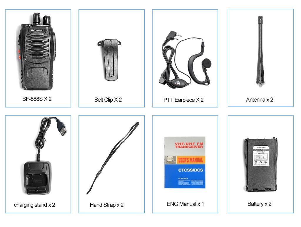 2pcs 4pcs 6pcs Baofeng BF-888S With Headphones 5km Long Range Walkie Talkie Two Way Radio Channel 16 Self-driving Travelling