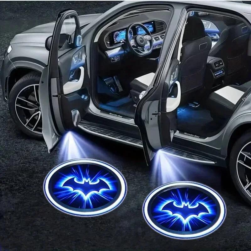 2PC Wireless Car Bat Logo Door Decor Light Shadow LED Welcome Laser Projector Lamp Interior Accessories Ornaments