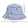Love Heart Embroidery Denim Fisherman Hat Versatile Sun Protection Hat Fashion Bucket Hat  Women