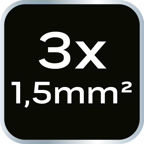 Extension cord 3m, 3x1.5mm2, 3G, white, ON/OFF