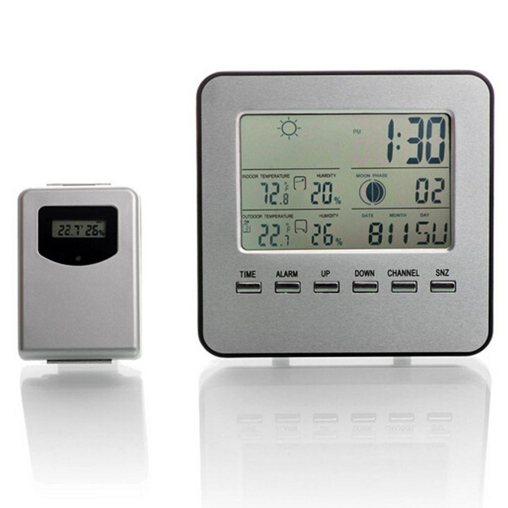 Wireless Digital Hygrometer Indoor Outdoor Thermometer Room Thermometer and Humidity Gauge Weather Forecast Alarm Date Comfortable Level Display