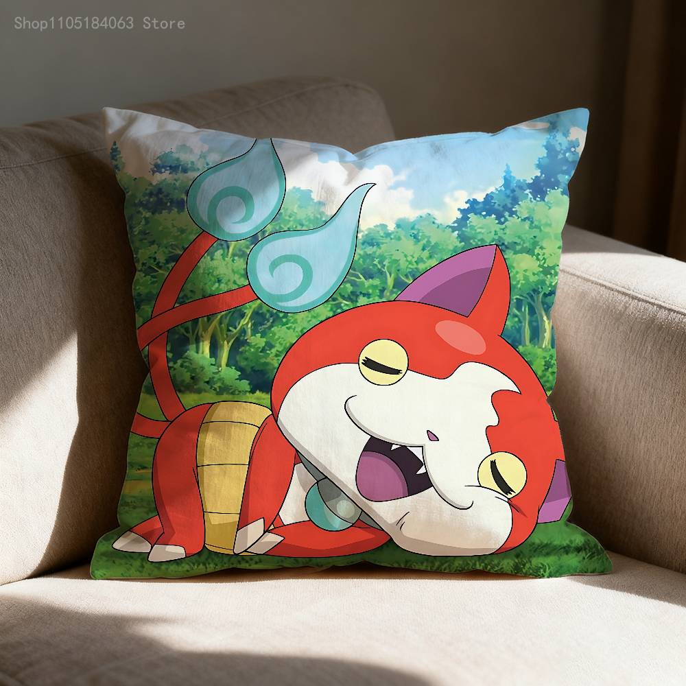 J-Jibanyan Pillow Case For Sofa Decor Car Office Room Printing Cushion Cover Decorations and Protector