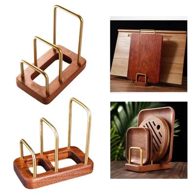 Stable Chopping Board Organizer Stand Wood Base Wood Metal Cookware Holder  Kitchen