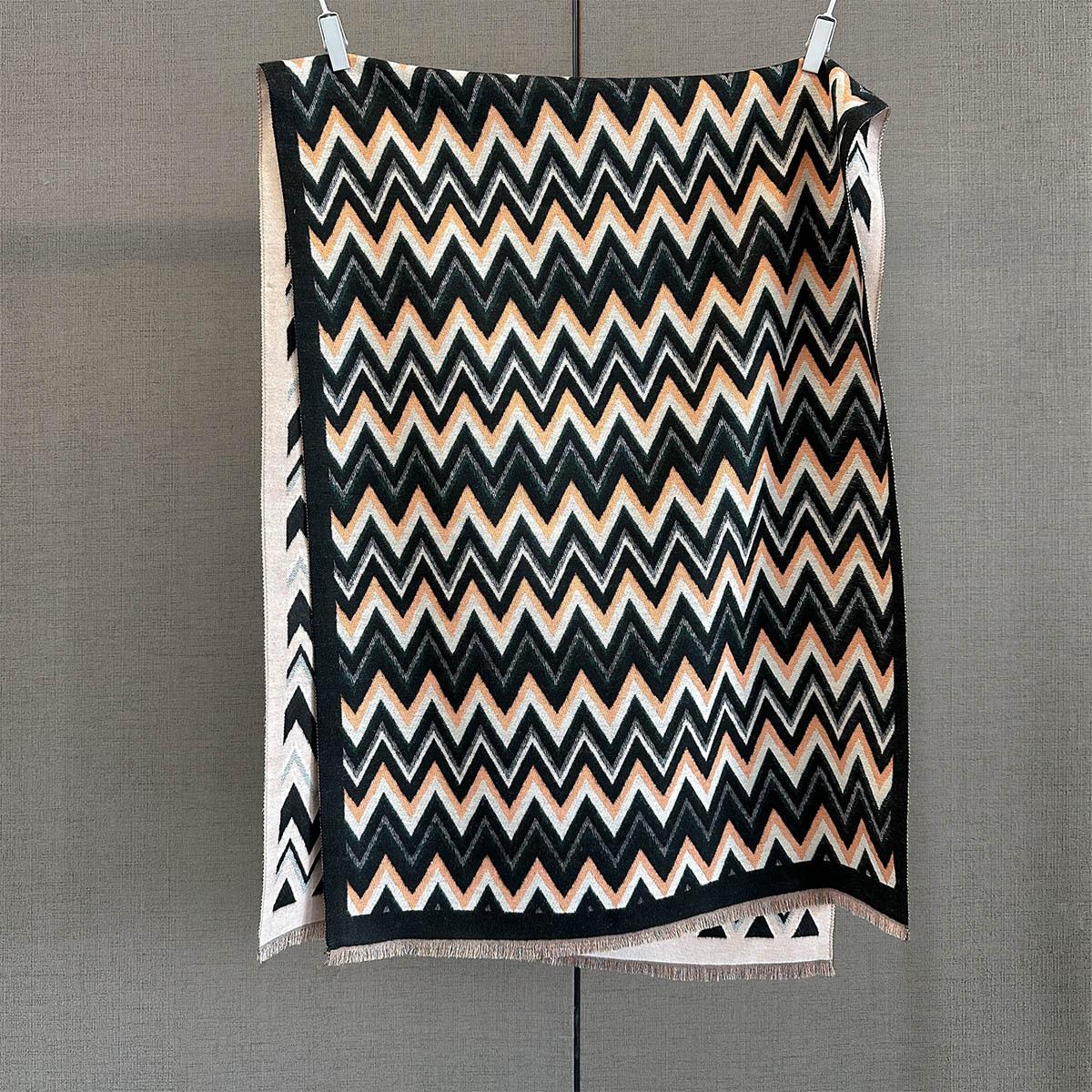 

Autumn new irregular geometric stripe printing scarf imitation cashmere thickened warm scarf high-end neck shawl 185*65cm