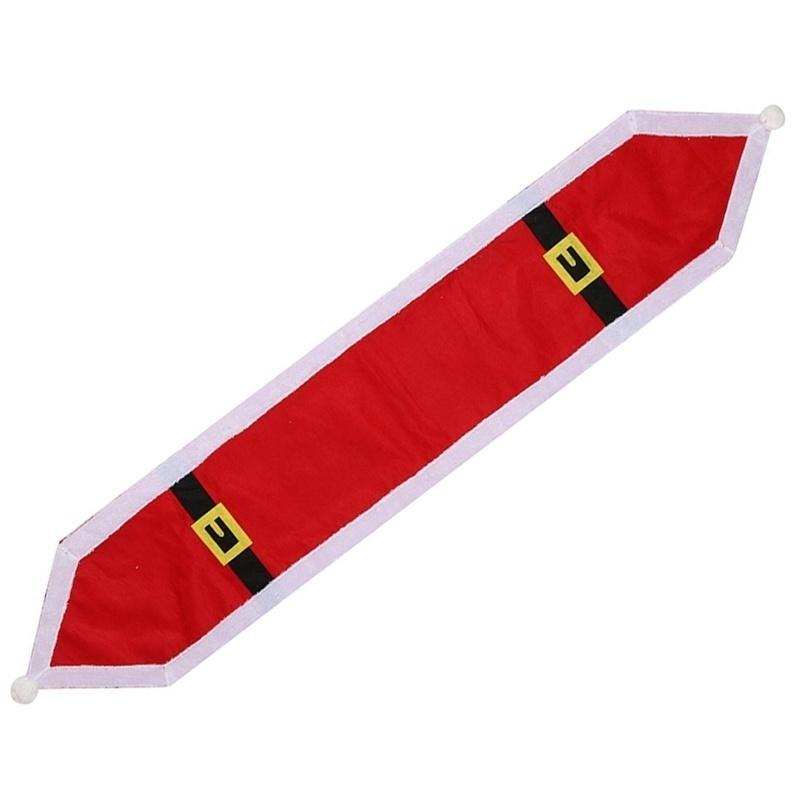 New Christmas Holiday Santa Claus Tablecloth Embroidered Table Runner (Size: 70" X 13", Color: Red)
