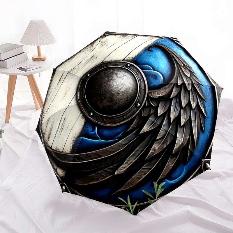 1PC Viking Theme Umbrella Portable Folding Umbrella Iron Frame Hole Bone Structure Outdoor Home Umbrella A3