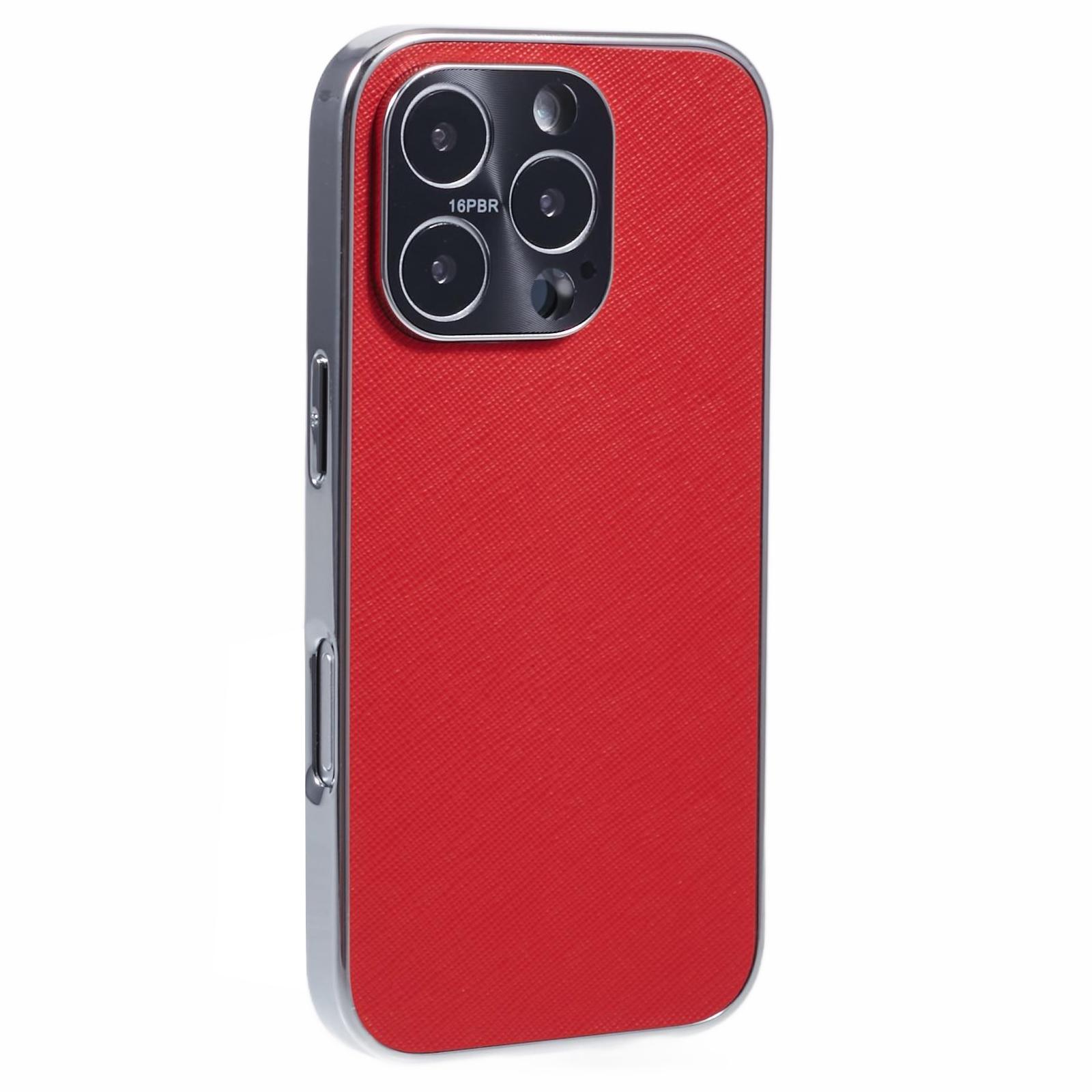 For iPhone 16 Pro Cover Cross Texture PU Leather Coated TPU Cell Phone Case A