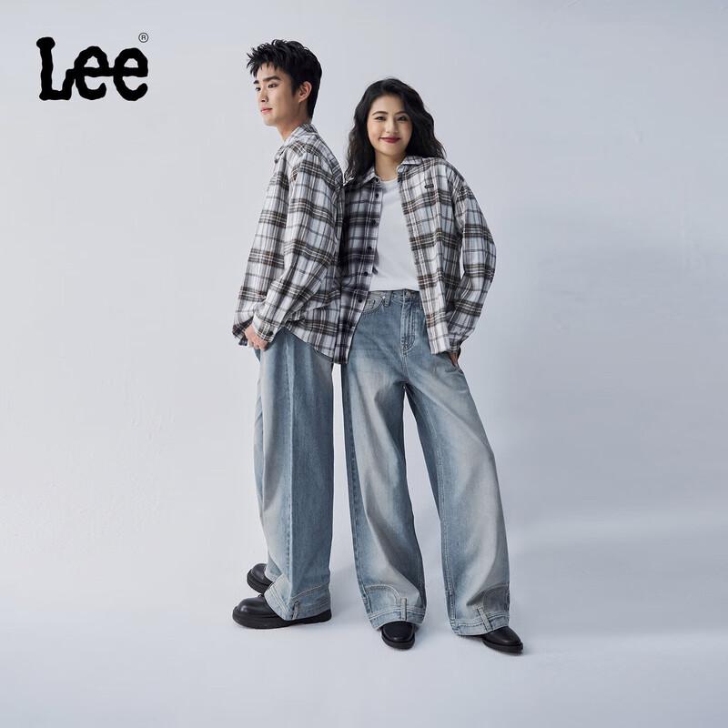 Lee Unisex Loose Fit Wide Leg Deconstructed Light Blue Jeans