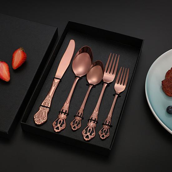 5PCS Tableware Set Stainless Steel Flatware Durable Corrosion Resistant Utensils Elegant Design Cutlery for Dinner Party