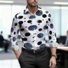 Camicia da uomo 2026, nuova, a pois bianchi e neri, a maniche lunghe, da lavoro, vestibilità slim, alla moda, casual, tessuto di alta qualità