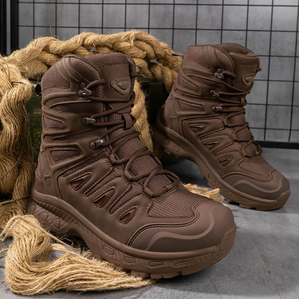 TUINANLE Man Safety Shoes Work Army Boots Breathable Slip Resistant Desert Climbing Hiking Shoes for Men