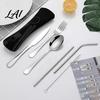 Washable Cutlery Pouch for Dining Portable Storage Bag Wear-Resistant Zippered Tableware Pouch Protective Zipper Straws Compact Bone Shaped