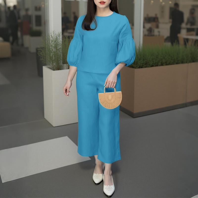 

ZANZEA Женские повседневные комплекты из блузки и брюк с рукавом 3/4 из двух предметов